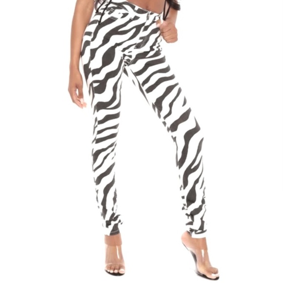 Vintage Zebra Print High Rise Gypsy Style Skinny Jeans H&M Divided Collection - Picture 3 of 7